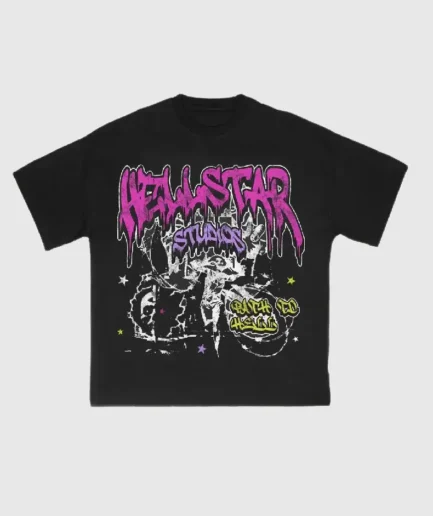 Pink and Blue Hellstar Shirt USA and  Hellstar Hoodie Grey